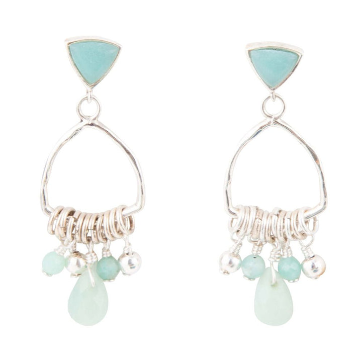 Blue Amazonite and Sterling Silver Chandelier Earrings