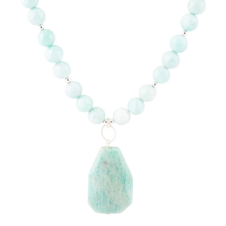 Blue Amazonite Sterling Silver Pendant Necklace