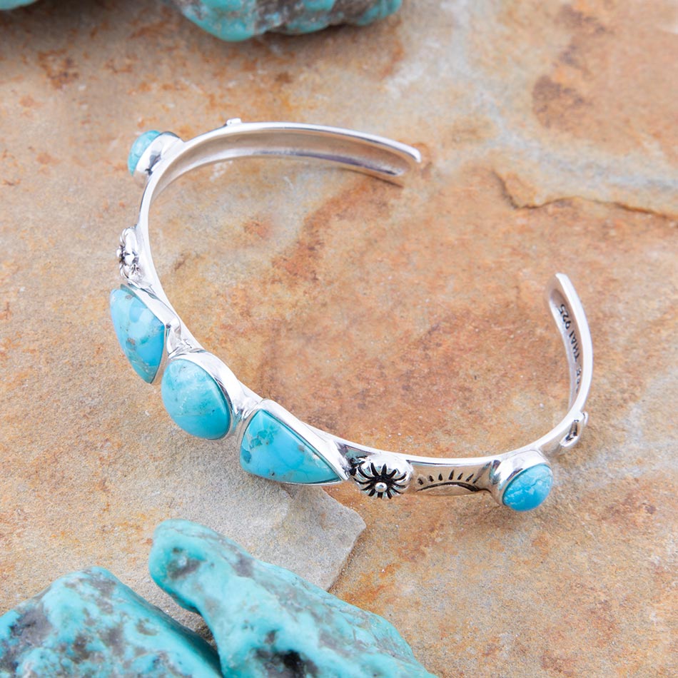 Blue Turquoise and Sterling Silver Cuff Bracelet from KADOU Boutique