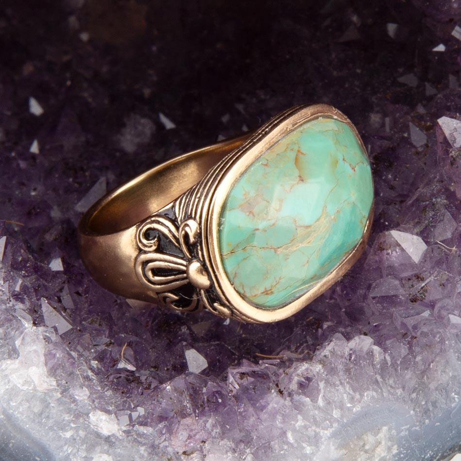 Blue Turquoise Oval Statement Ring from KADOU Boutique