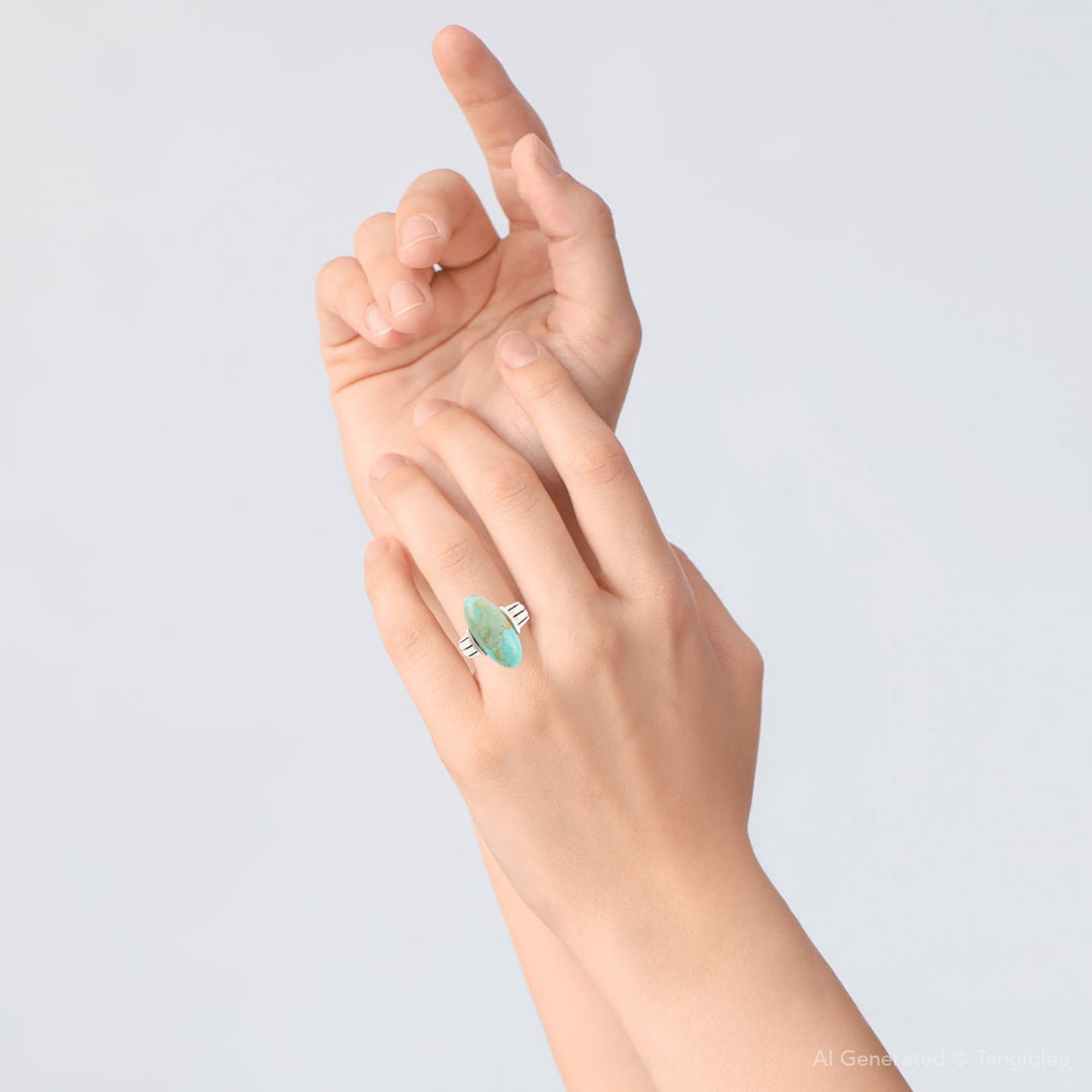 Bold Green Turquoise and Sterling Silver Ring