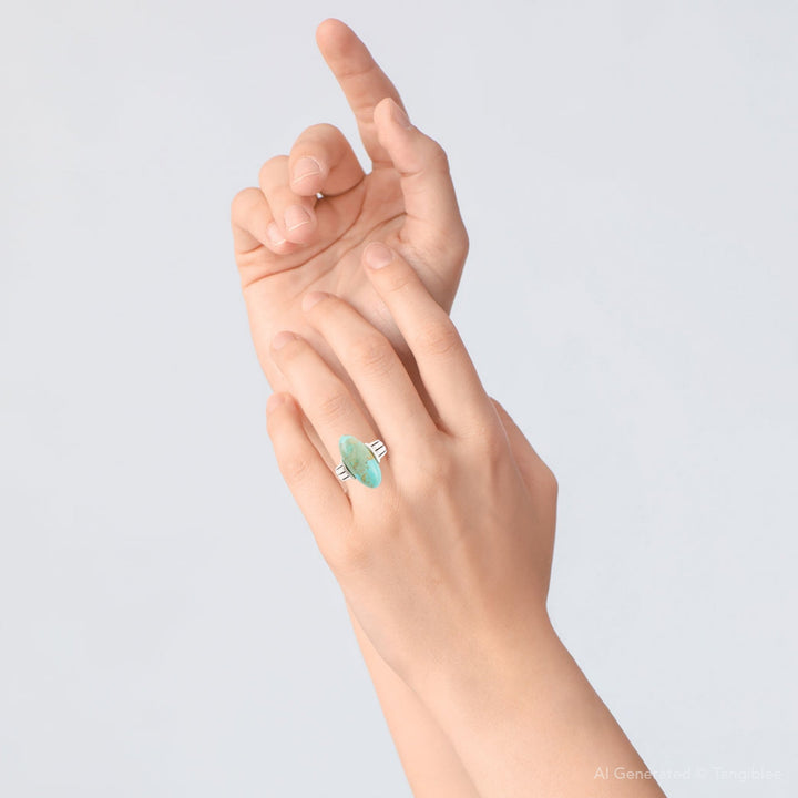 Bold Green Turquoise and Sterling Silver Ring