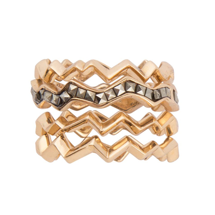 Marcasite and Bronze Stack Ring Set