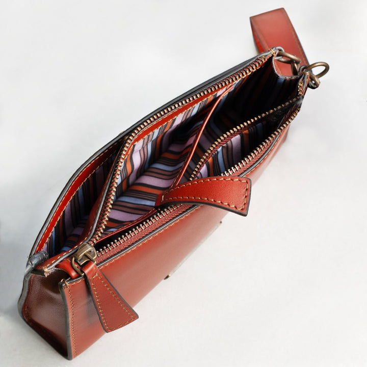 Caravel Wristlet Clutch - Luxury Leather Handbag in Cognac