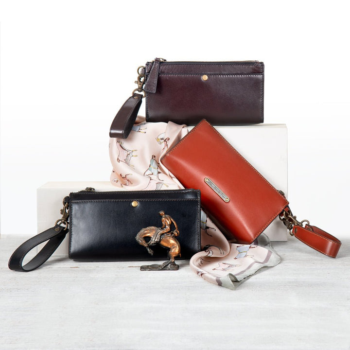 Caravel Wristlet Clutch - Luxury Leather Handbag in Cognac