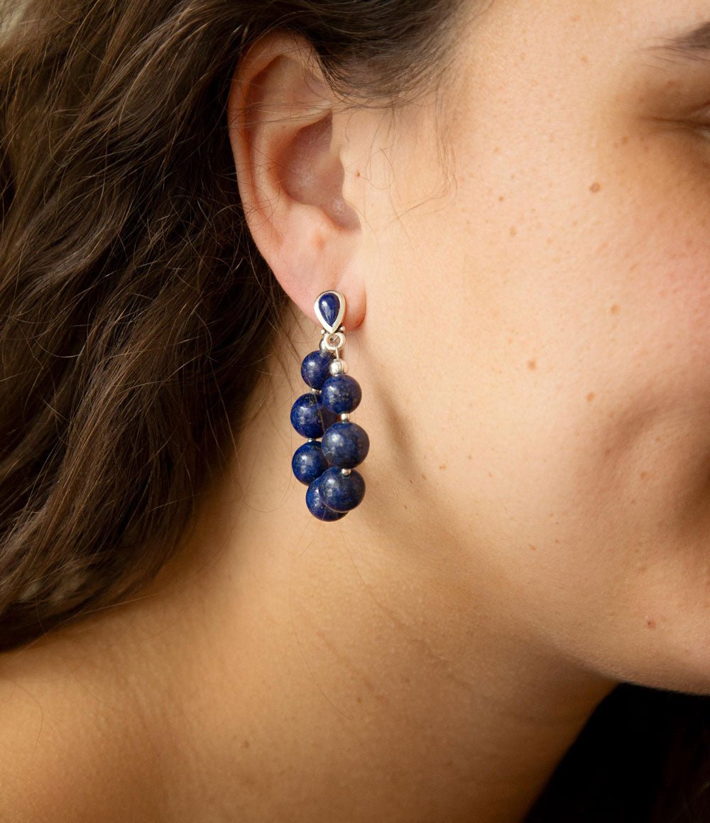 Carly blue lapis sterling silver post earrings