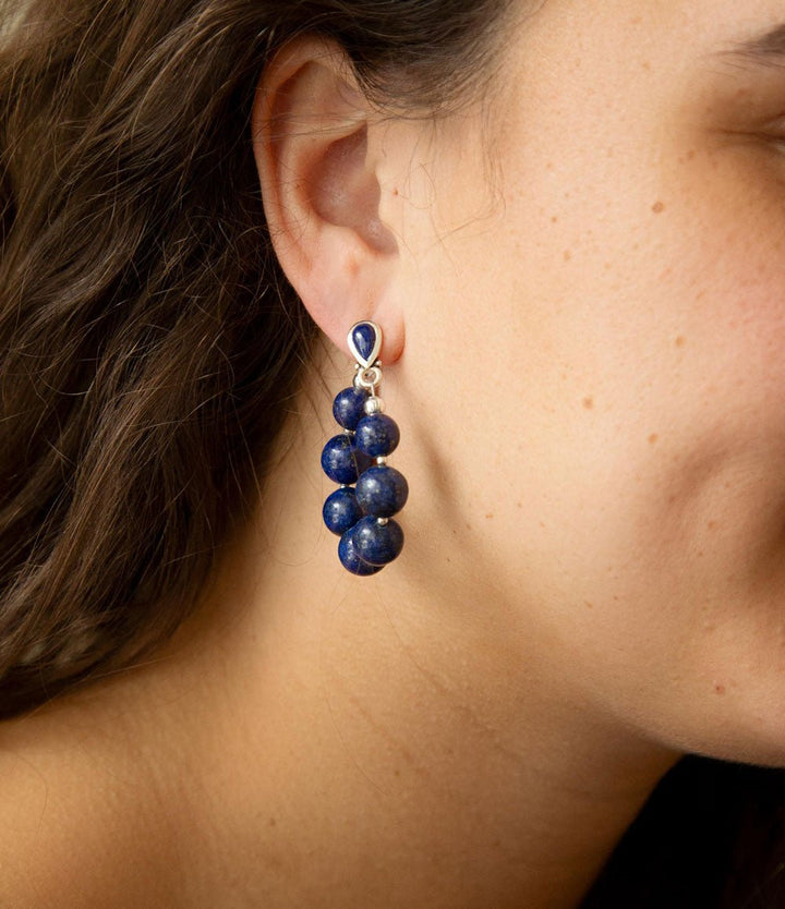 Carly blue lapis sterling silver post earrings
