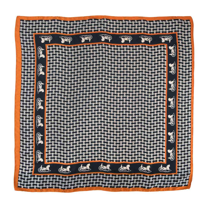 Carriage - Stylized Equestrian Scarf in Tangerine and Black