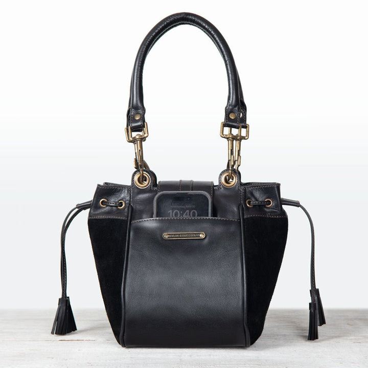 Cassidy - Luxury Leather Bucket Handbag in Black