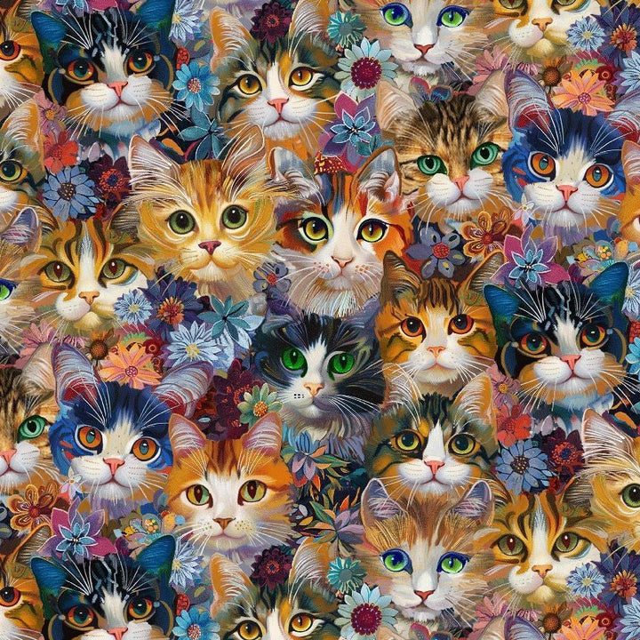 Cats &amp; Flowers Fit &amp; Flare Dress