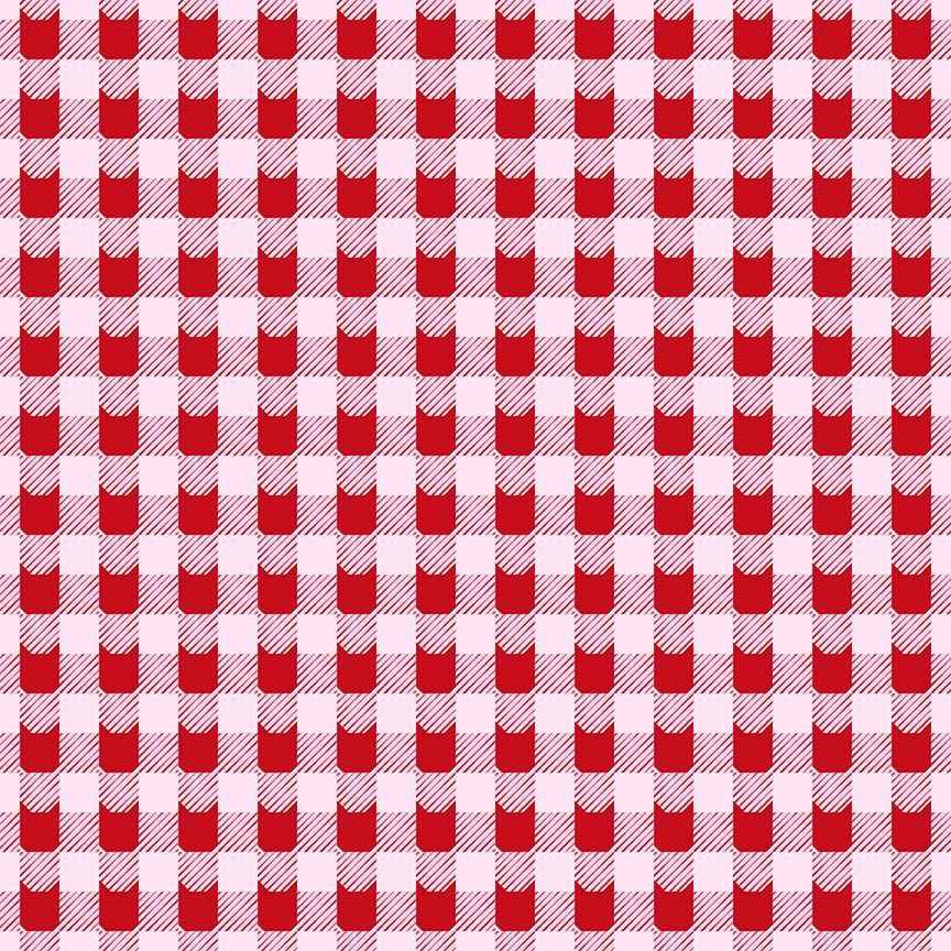 Red Check Kitties Skater Skirt