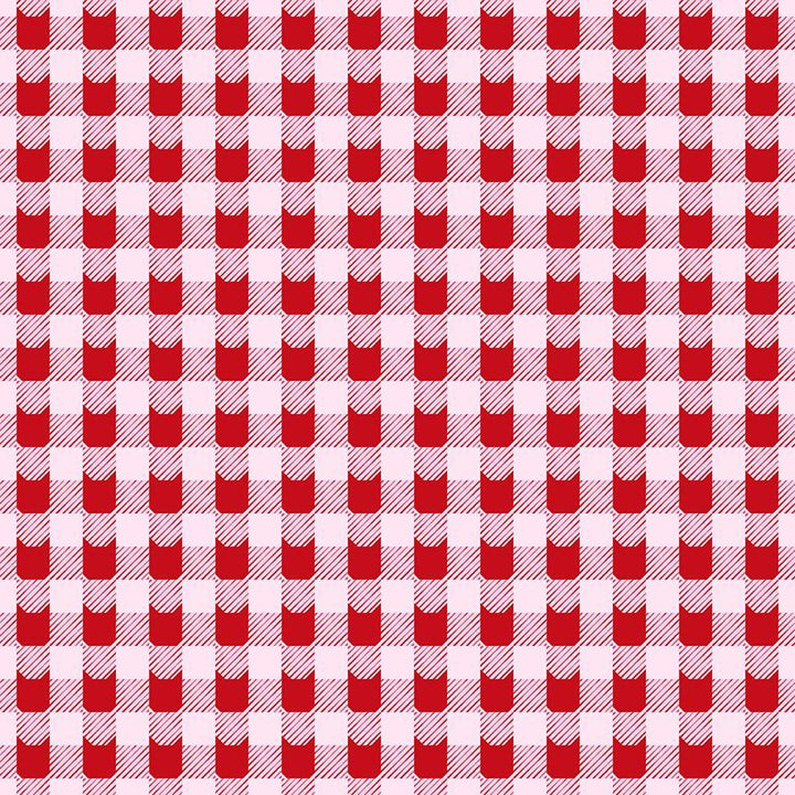 Red Check Kitties Skater Skirt
