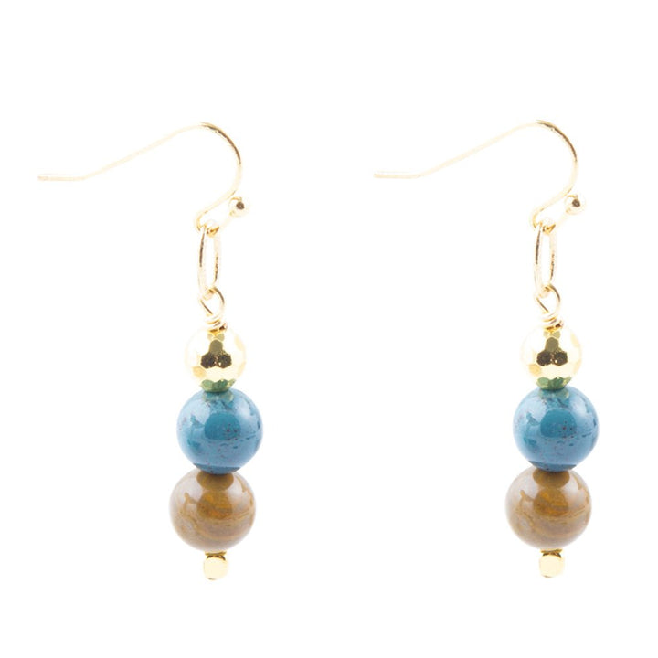 Cheyenne Wood Agate Drop Earrings