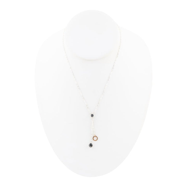 Circle Two-Toned Grey Labradorite Sterling Silver Necklace