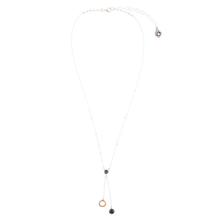 Circle Two-Toned Grey Labradorite Sterling Silver Necklace