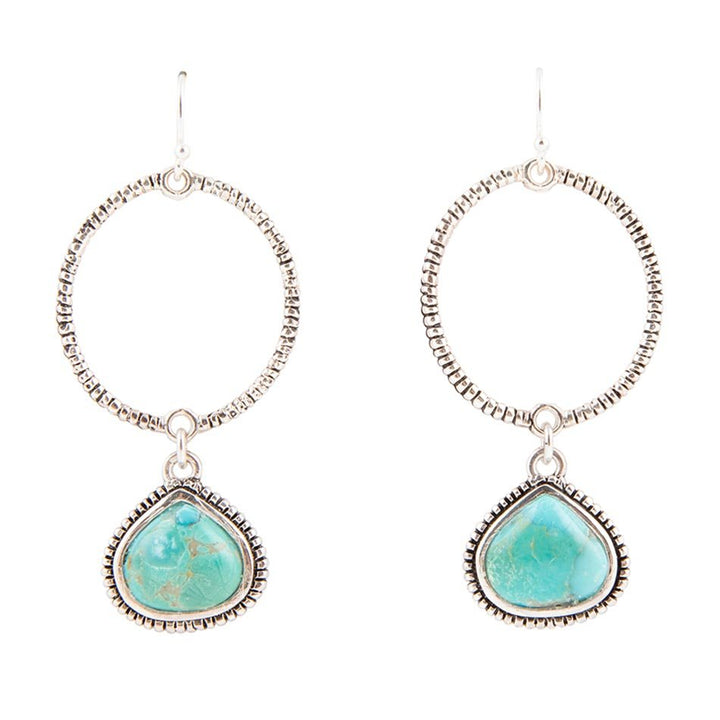 Corinth Blue Turquoise Charms Sterling Silver Earrings