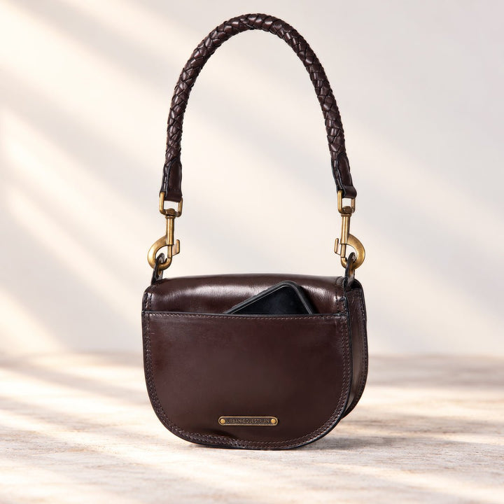 Coronado- Horse Bit Lock Luxury Leather Handbag in Deep Brown