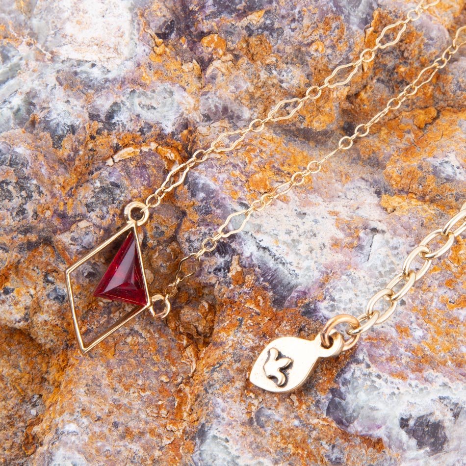 Corundum and Bronze Triangle Necklace from KADOU Boutique