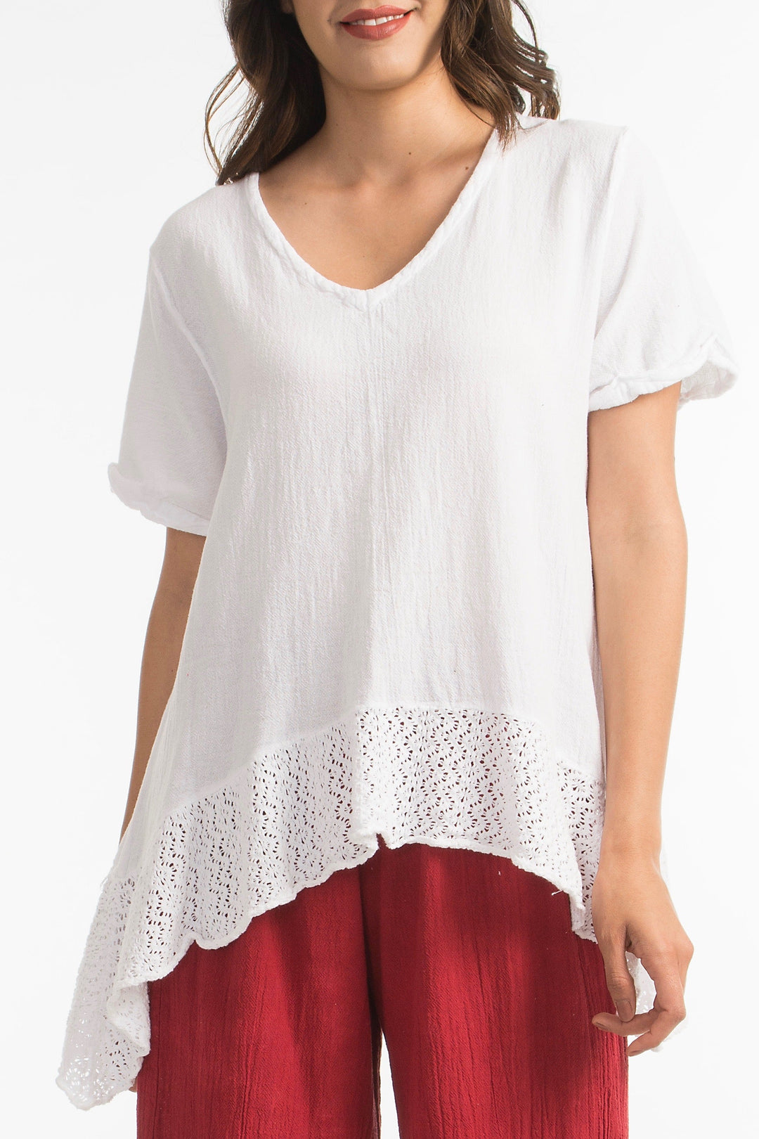 Sandra Top Sidefall Lace and Cotton Gauze from KADOU Boutique
