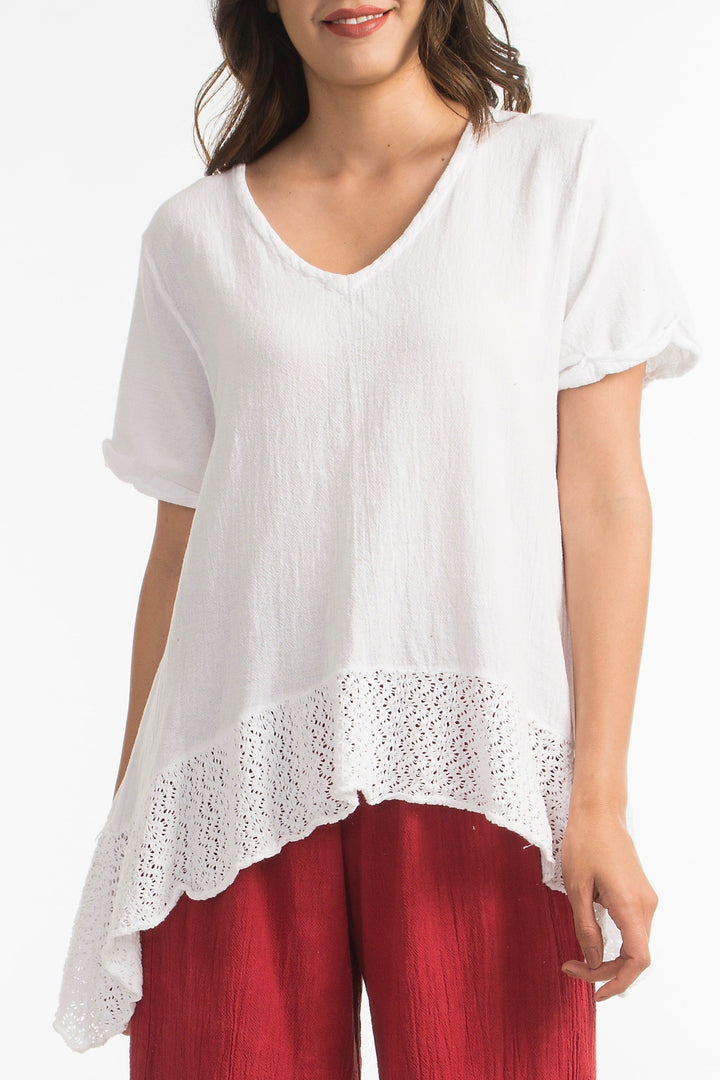 Sandra Top Sidefall Lace and Cotton Gauze from KADOU Boutique