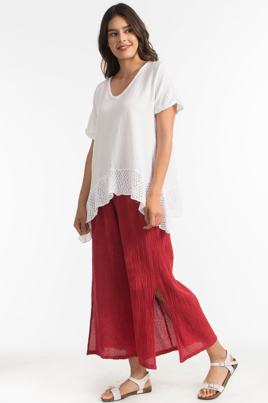 Sandra Top Sidefall Lace and Cotton Gauze from KADOU Boutique