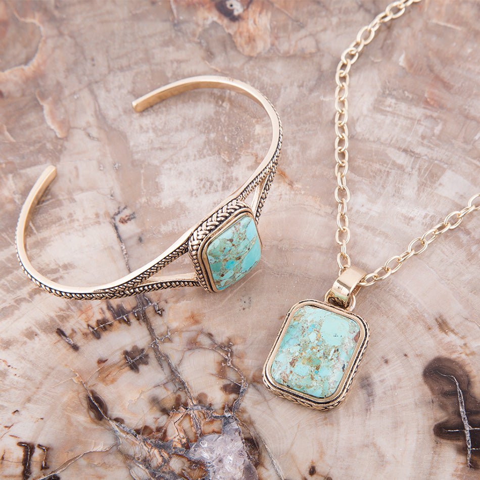 Credence Genuine Turquoise Pendant Necklace from KADOU Boutique