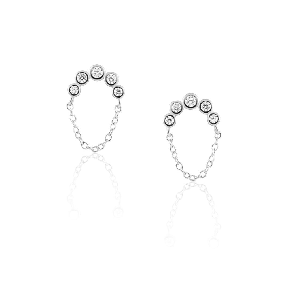 Crescent Chain Cz Studs from KADOU Boutique