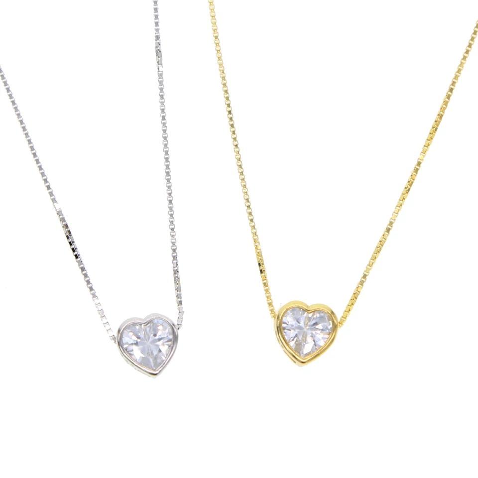 Cz Bezel Necklace Heart from KADOU Boutique