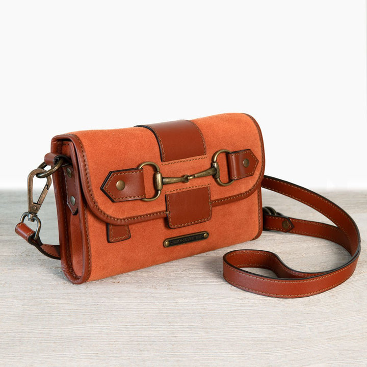 Dalton - Horse Bit Crossbody Luxury Leather Handbag in Cognac on Cognac