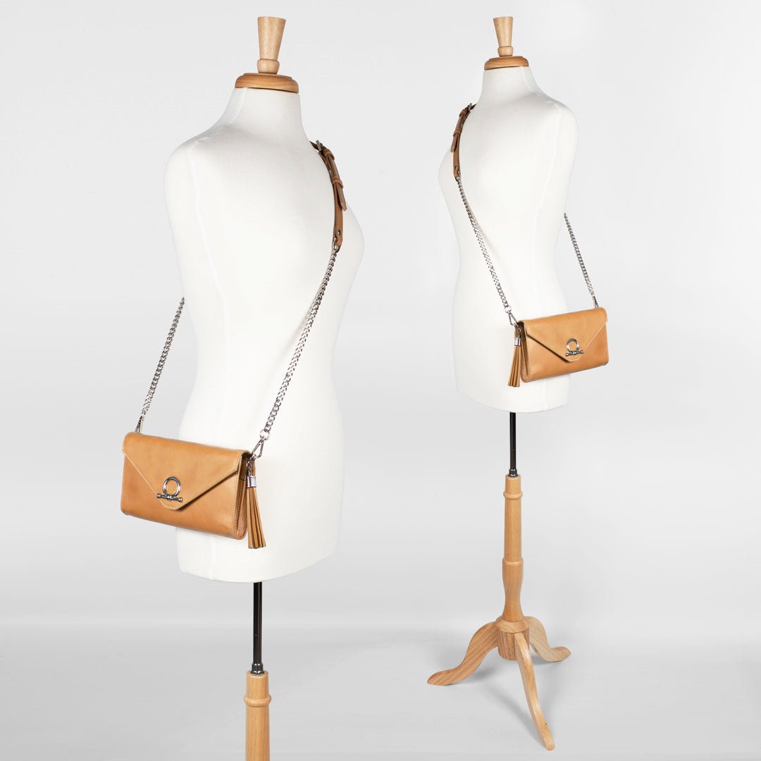 Del Mar - Horse Bit Crossbody Luxury Leather Handbag in Caramel