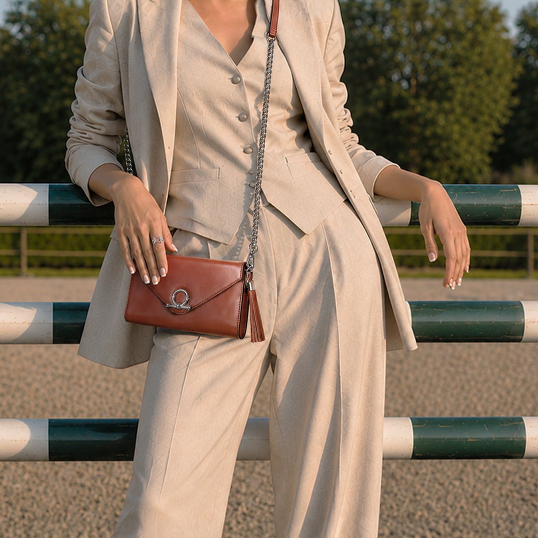 Del Mar - Horse Bit Crossbody Luxury Leather Handbag in Cognac