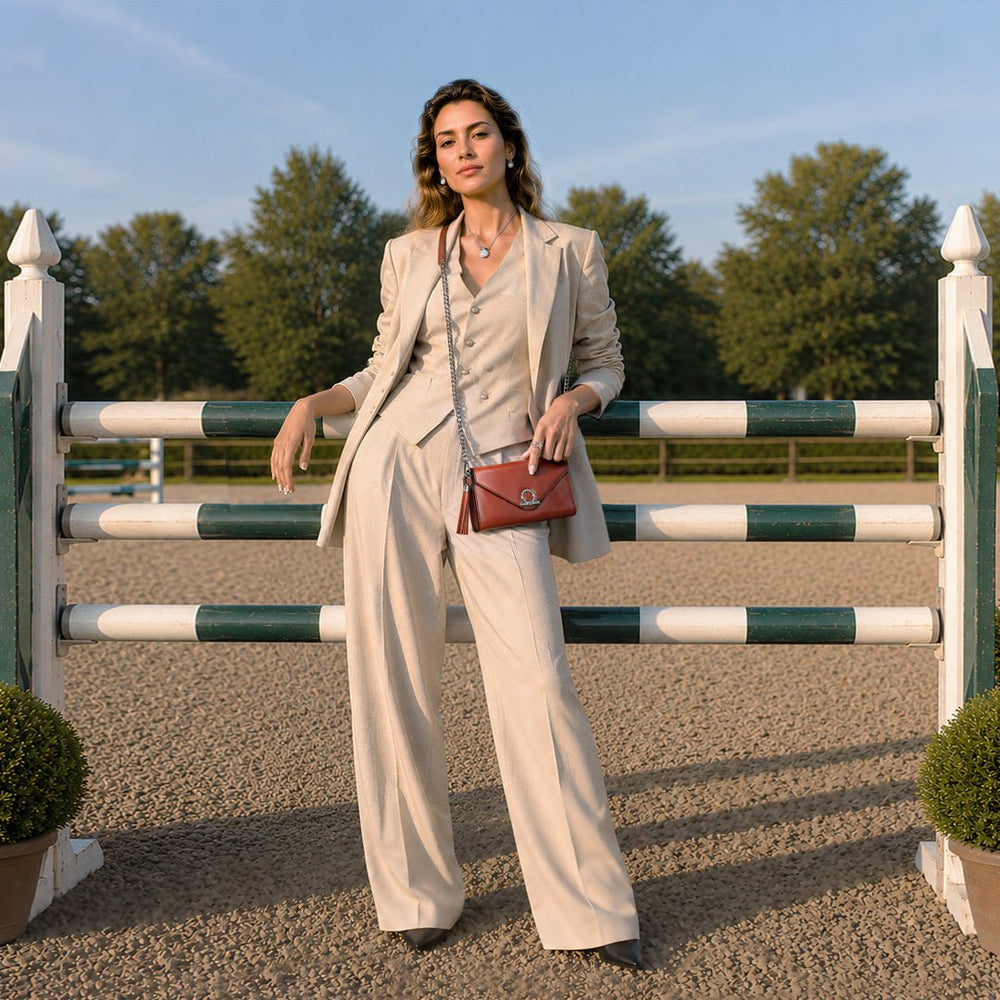 Del Mar - Horse Bit Crossbody Luxury Leather Handbag in Cognac from KADOU Boutique