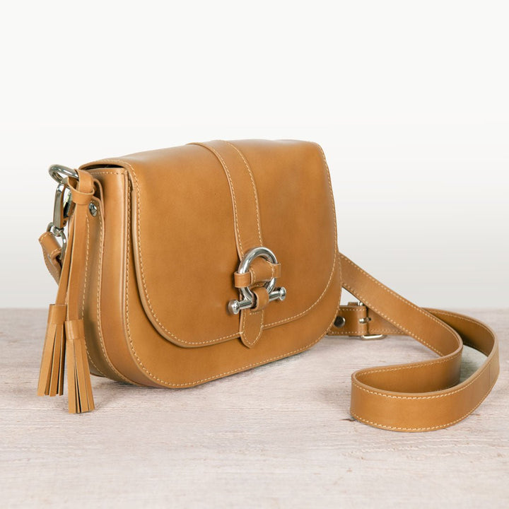 Del Rey - Equestrian Horse Bit Crossbody Luxury Leather Handbag in Caramel
