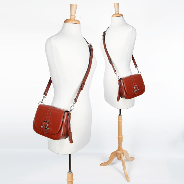 Del Rey - Equestrian Horse Bit Crossbody Luxury Leather Handbag in Cognac