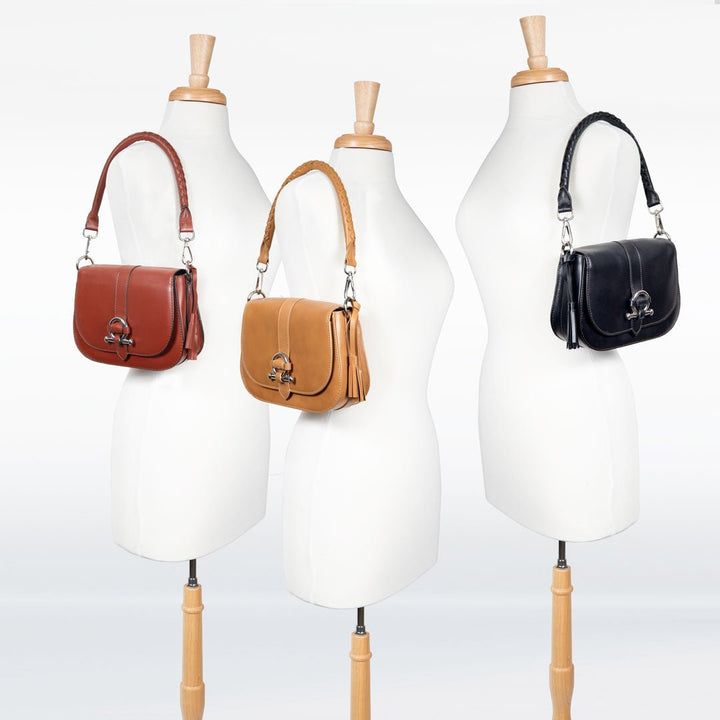 Del Rey - Equestrian Horse Bit Crossbody Luxury Leather Handbag in Black
