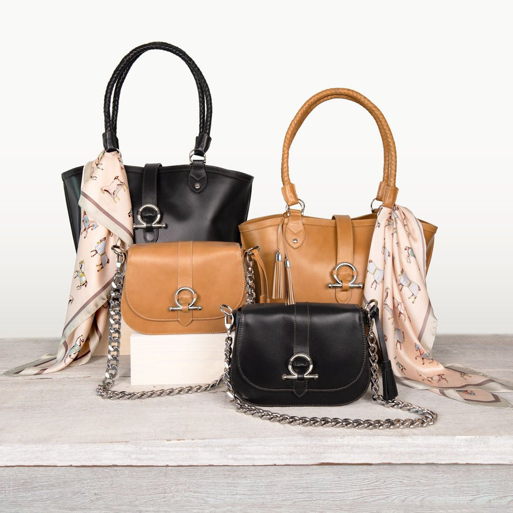 Del Rey -Horse Bit Tote Luxury Leather Handbag in Caramel from KADOU Boutique