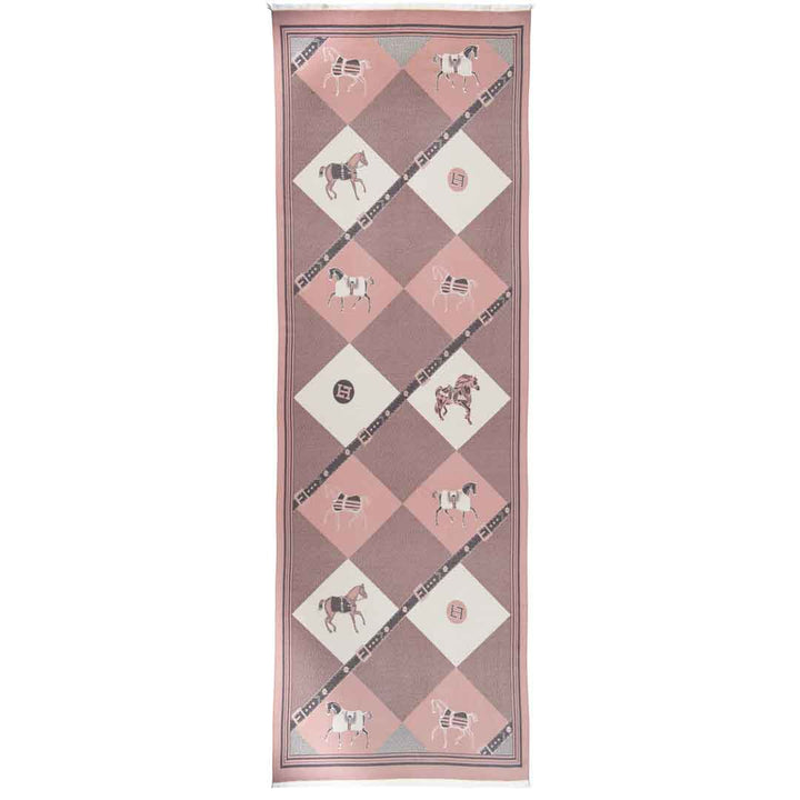 Della -  Blush Pink Equestrian Motif Luxe Shawl