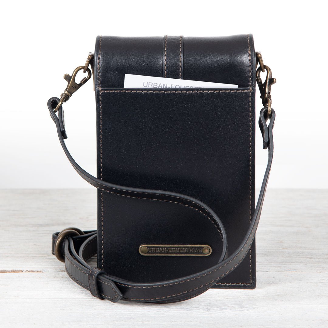 Devon Deluxe Phone Bag - Luxury Leather Handbag in Black from KADOU Boutique