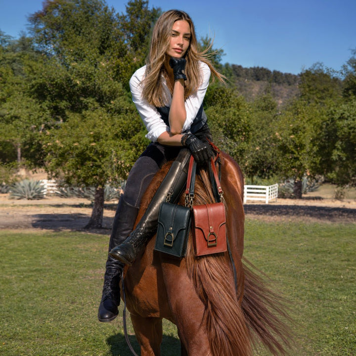 Devon Deluxe Phone Bag - Luxury Leather Handbag in Cognac