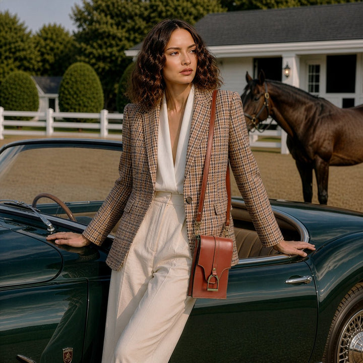 Devon Deluxe Phone Bag - Luxury Leather Handbag in Cognac