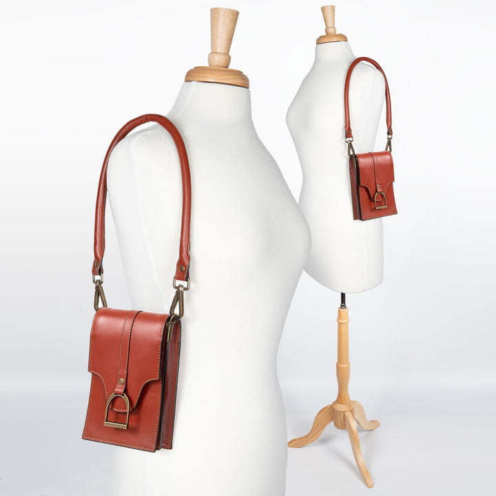 Devon Deluxe Phone Bag - Luxury Leather Handbag in Cognac