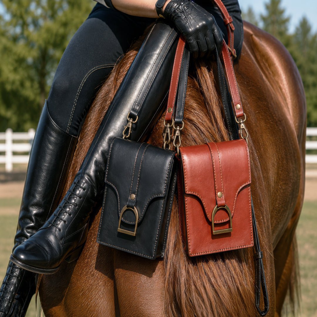 Devon Deluxe Phone Bag - Luxury Leather Handbag in Cognac