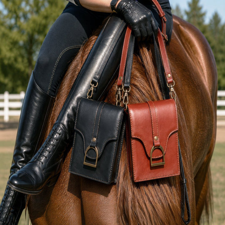 Devon Deluxe Phone Bag - Luxury Leather Handbag in Cognac