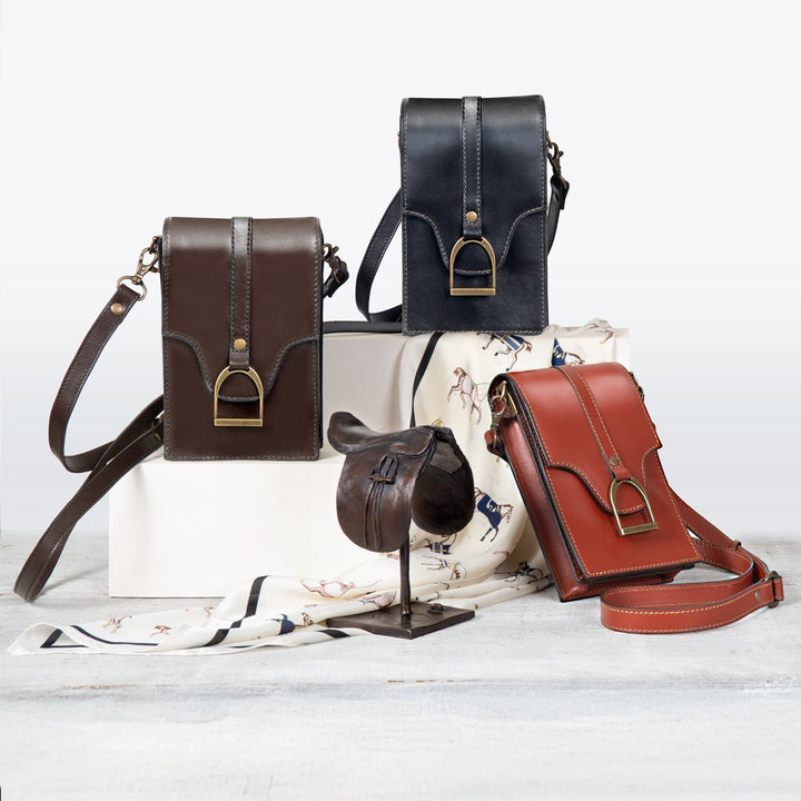 Devon Deluxe Phone Bag - Luxury Leather Handbag in Deep Brown