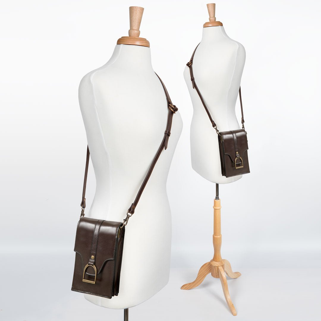 Devon Deluxe Phone Bag - Luxury Leather Handbag in Deep Brown
