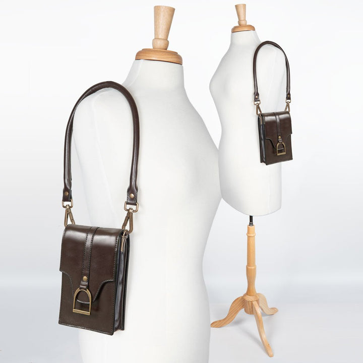 Devon Deluxe Phone Bag - Luxury Leather Handbag in Deep Brown