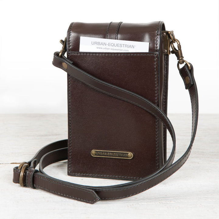 Devon Deluxe Phone Bag - Luxury Leather Handbag in Deep Brown
