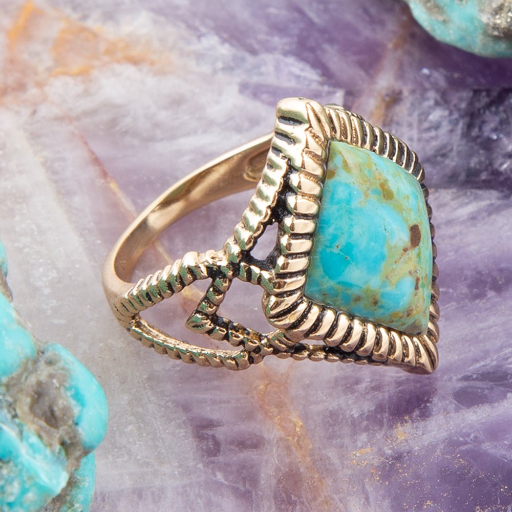 Diamond Days Blue Turquoise and Golden Ring from KADOU Boutique