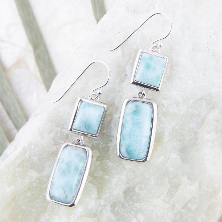 Drops of Blue Larimar Sterling Silver Earrings