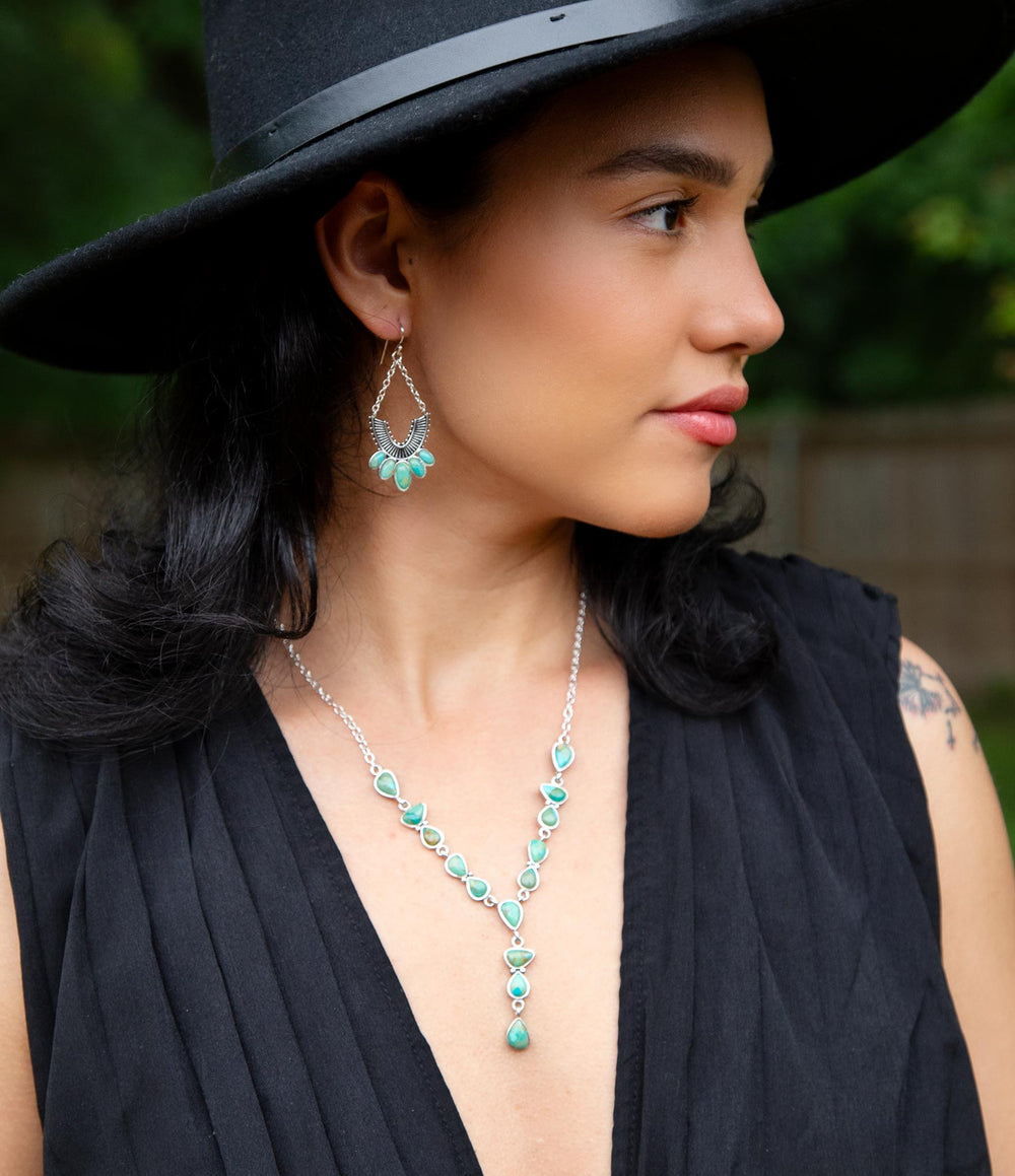 Durango Blue Turquoise and Sterling Silver Y-Necklace from KADOU Boutique